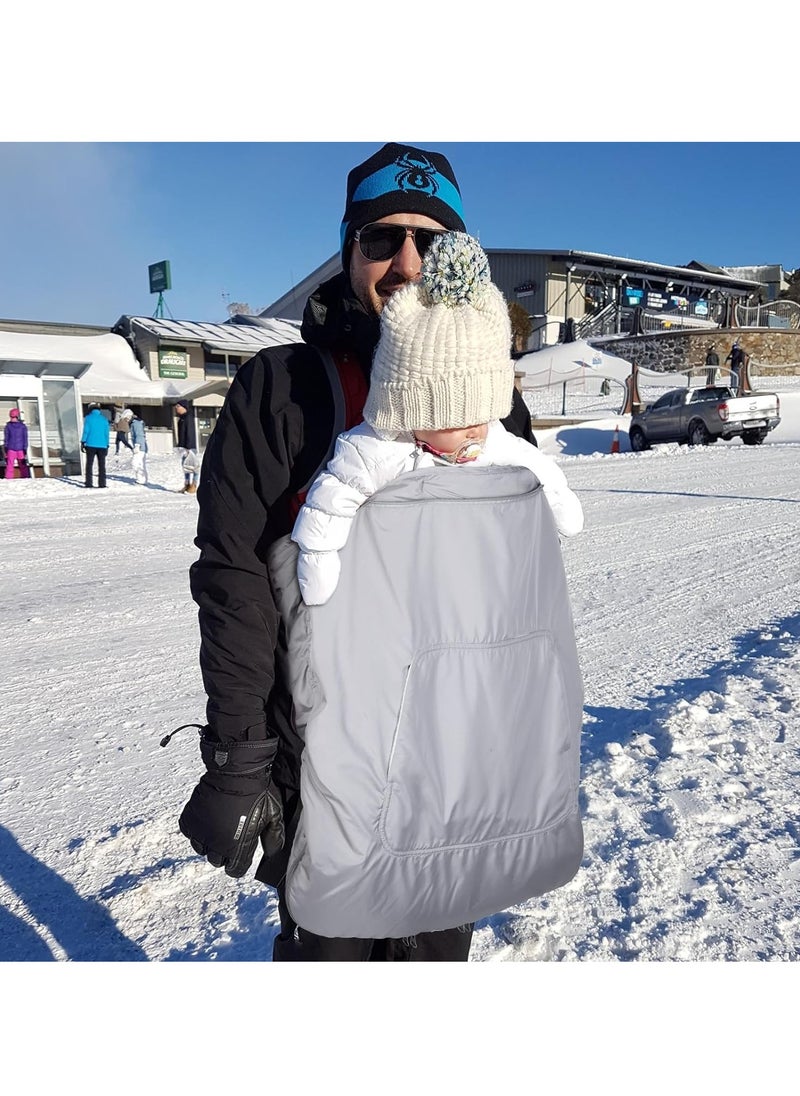 XiuWoo 3 in 1 Universal Weatherproof Thicken Baby Carrier Cover, Winter Carrier Cover, Wind Carrier Cover, Baby Stroller Cover, Baby Blanket with Zip, Warm Liner, Drawstring Hood for Windproof, Keeping Warm  - Image 5