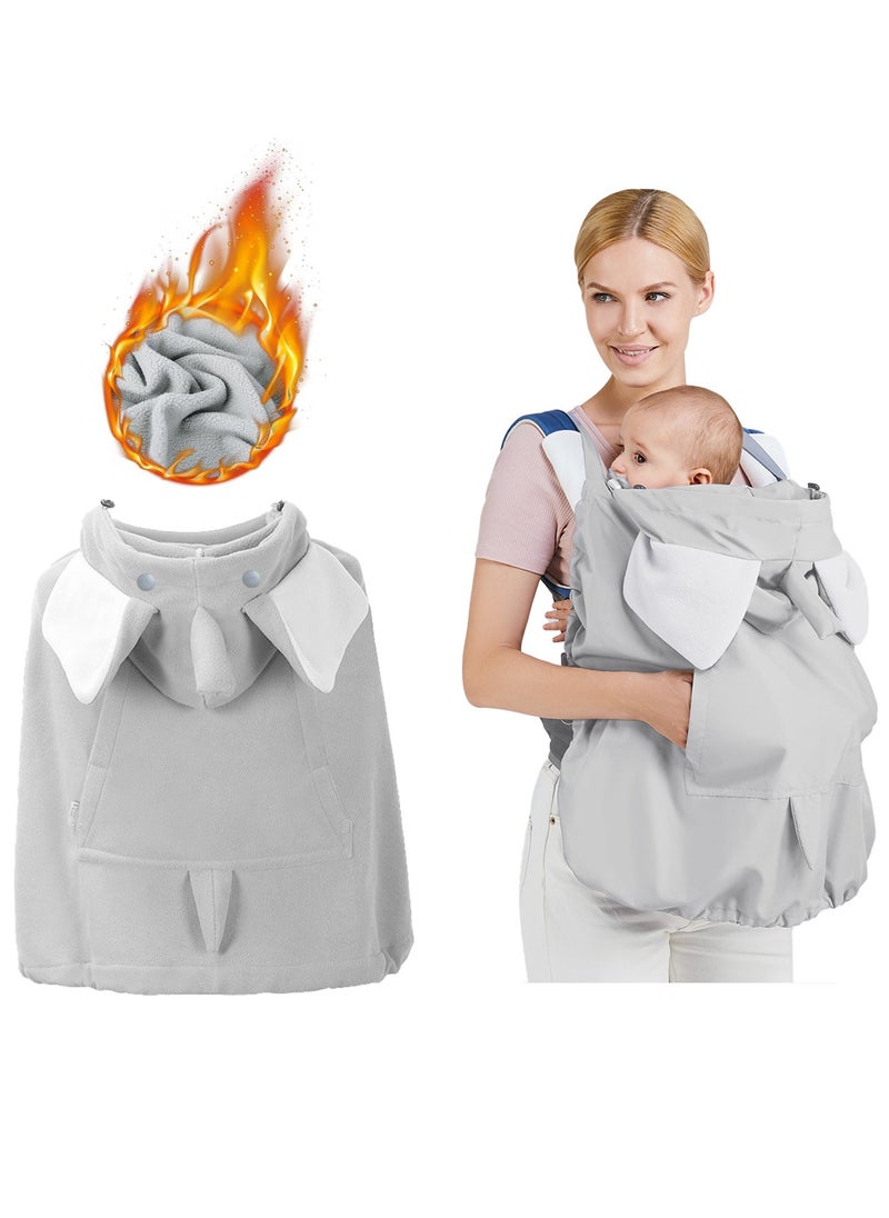 XiuWoo 3 in 1 Universal Weatherproof Thicken Baby Carrier Cover, Winter Carrier Cover, Wind Carrier Cover, Baby Stroller Cover, Baby Blanket with Zip, Warm Liner, Drawstring Hood for Windproof, Keeping Warm  - Image 1