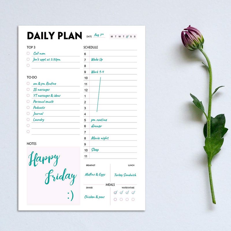 Nokingo Daily Planner Notepad - A5 Calendar, Scheduler, Organizer with Priority, To Do List, Appointments, Notes, Meals and Water Intake Tracker, 50 Undated Tear-Off Sheets Planning Pad, 5.8"x8.25" - Image 2