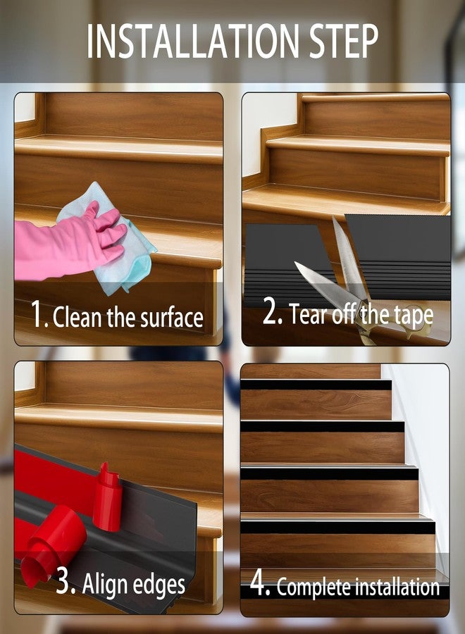 KTINITK Vinyl Stair Nosing, Stair Edge Trim, Stair Edge Protector, Non-Slip Self Adhesive Stair Edge Protector Suitable for Indoor/Outdoor Stairs, Easy to Install, Non-Slip and Waterproof (Black, 40FT) - Image 5
