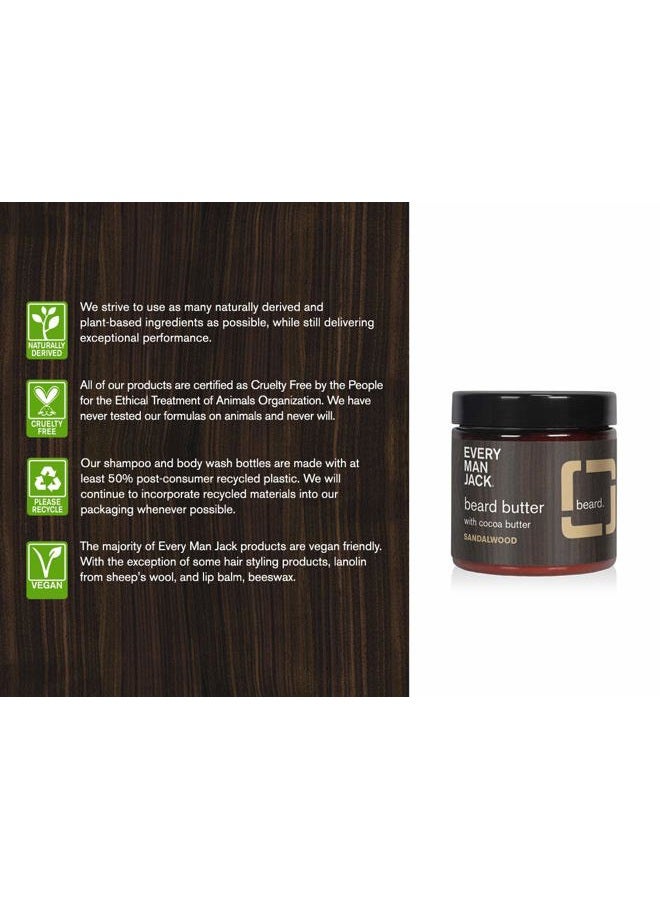 Every Man Jack زبدة اللحية - عطر خشب الصندل الخفيف - تجدد، ترطب، وتصفف اللحى الجافة وغير المنضبطة مع تخفيف الحكة - مستخلصات طبيعية مع زبدة الكاكاو وزبدة الشيا - 4 أونصات - Image 2