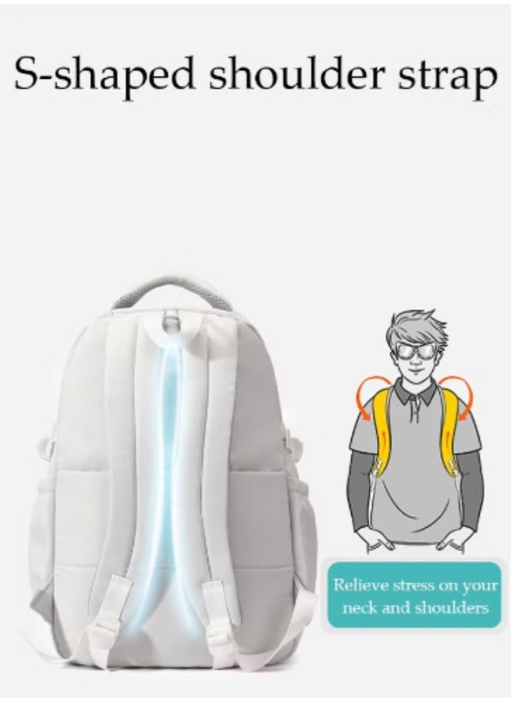 DUNISO Gray - White - Blue Color - Blocking Backpack - Image 4