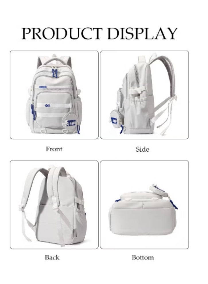 DUNISO Gray - White - Blue Color - Blocking Backpack - Image 3