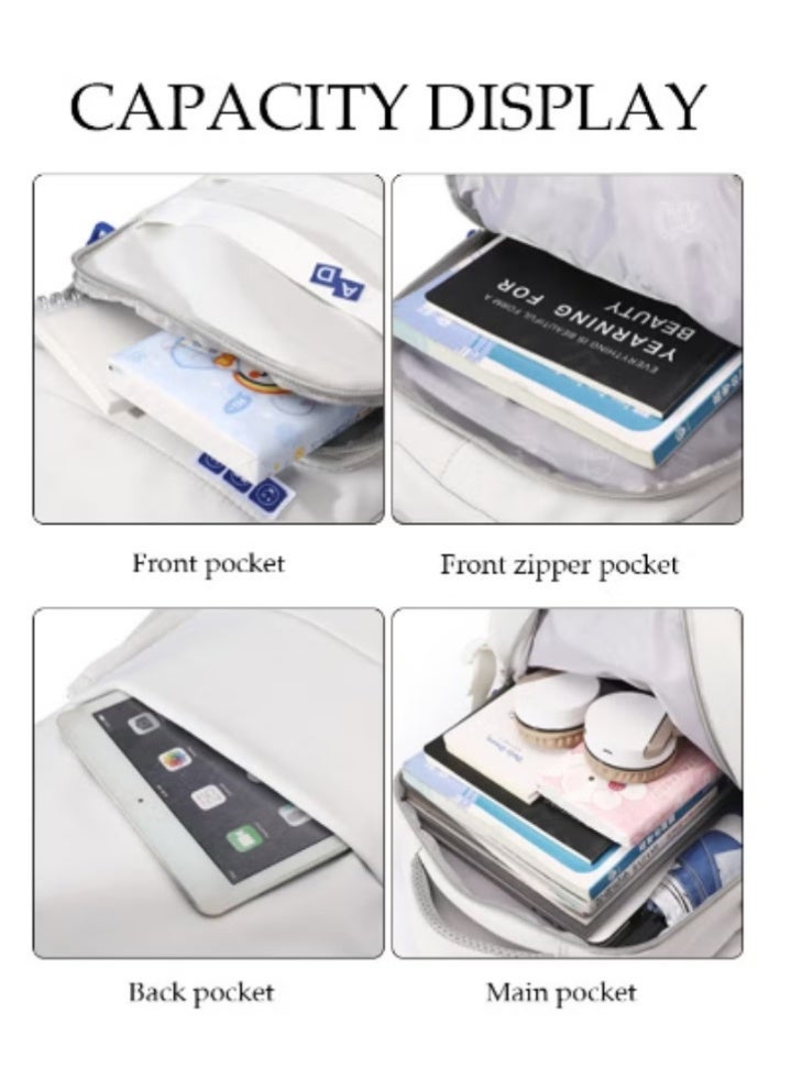 DUNISO Gray - White - Blue Color - Blocking Backpack - Image 2