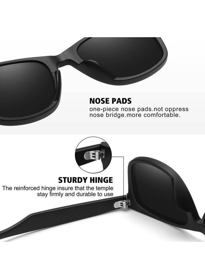 MEETSUN Polarized Sunglasses for Men Women Classic Retro Sun Glasses for Driving Fishing UV Protection, 2 Pack Matte Black Frame Grey Lens + Green Lens, Standard - Image 3