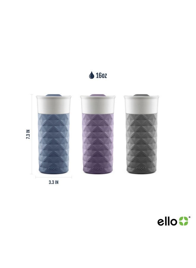 Ello Ello Ogden Ceramic Travel Mug with Splash-Resistant Slider Lid and Protective Silicone Boot, Perfect for Coffee or Tea, BPA Free, Dishwasher Safe, Gray, 16 oz, 758-0438-040 - Image 3
