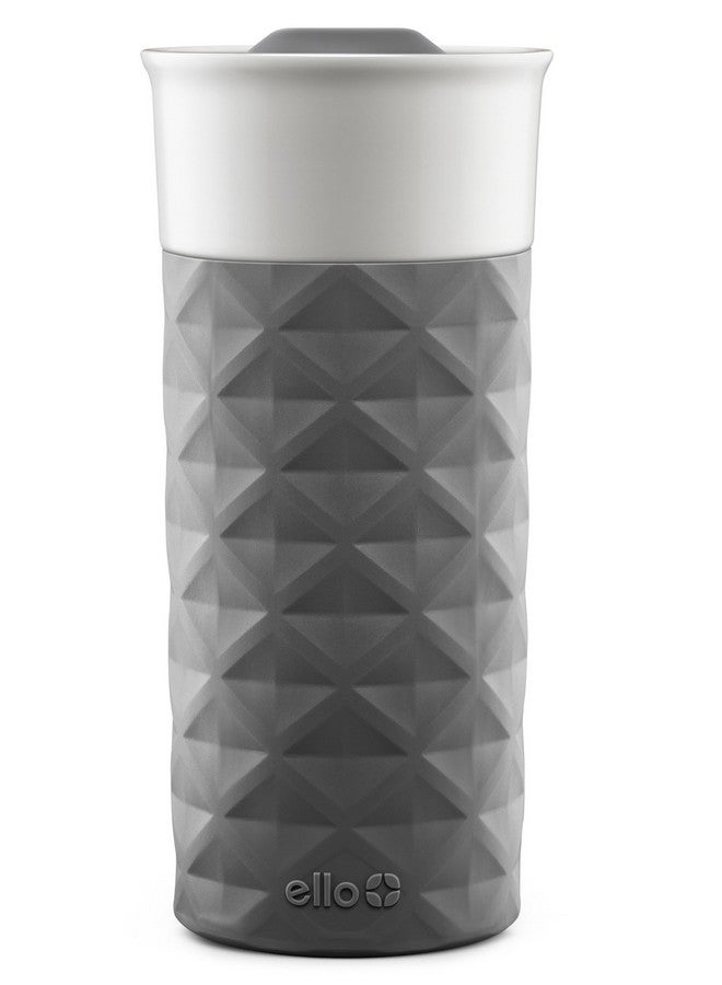 Ello Ello Ogden Ceramic Travel Mug with Splash-Resistant Slider Lid and Protective Silicone Boot, Perfect for Coffee or Tea, BPA Free, Dishwasher Safe, Gray, 16 oz, 758-0438-040 - Image 1