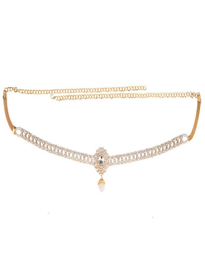 Efulgenz Indian Kamarbandh Waist Chain Waist Belt Belly Chain Bridal Kamarbandh Bollywood Crystal Faux Pearl Dangle Tassel Body Jewelry for Women - Image 1