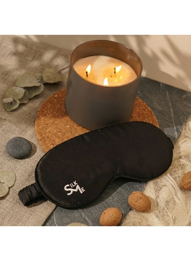 Silk Me  Silk Me 100% Pure Mulberry Silk Sleep Mask - Eye Mask for Women/Man with stretchable band - Blackout Sleep Mask - 3D shape for added comfort (Black)  | Best Price UAE