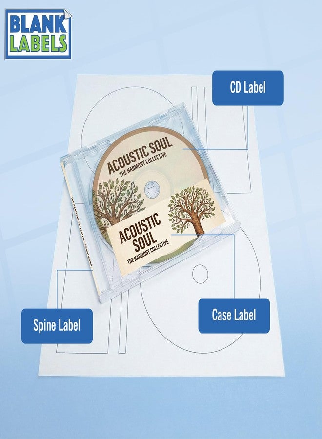 Blank Labels CD/DVD Label Full Face | Qty 300 Disc, 300 Spine | 150 Sheets Total | Permanent White Matte | Inkjet & Laser Compatible | Memorex Small Center Style | Easy to Peel | Made in USA | Blank Label - Image 5