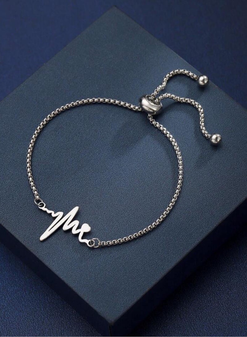 إيكوال اسوارة نسائية أنيقة وعالية الجودة مصنوعة من الاستانلس ستيل باللون الفضي - Image 1