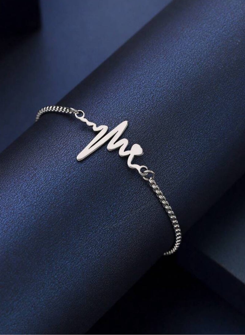 إيكوال اسوارة نسائية أنيقة وعالية الجودة مصنوعة من الاستانلس ستيل باللون الفضي - Image 3