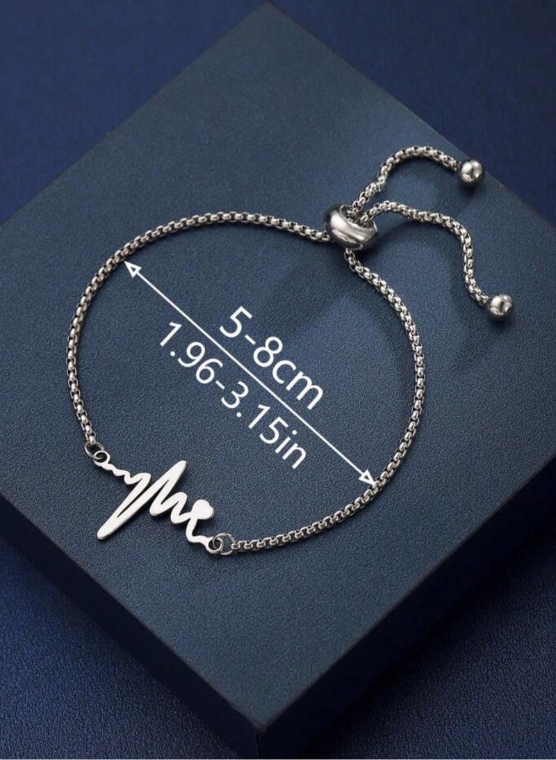 إيكوال اسوارة نسائية أنيقة وعالية الجودة مصنوعة من الاستانلس ستيل باللون الفضي - Image 4