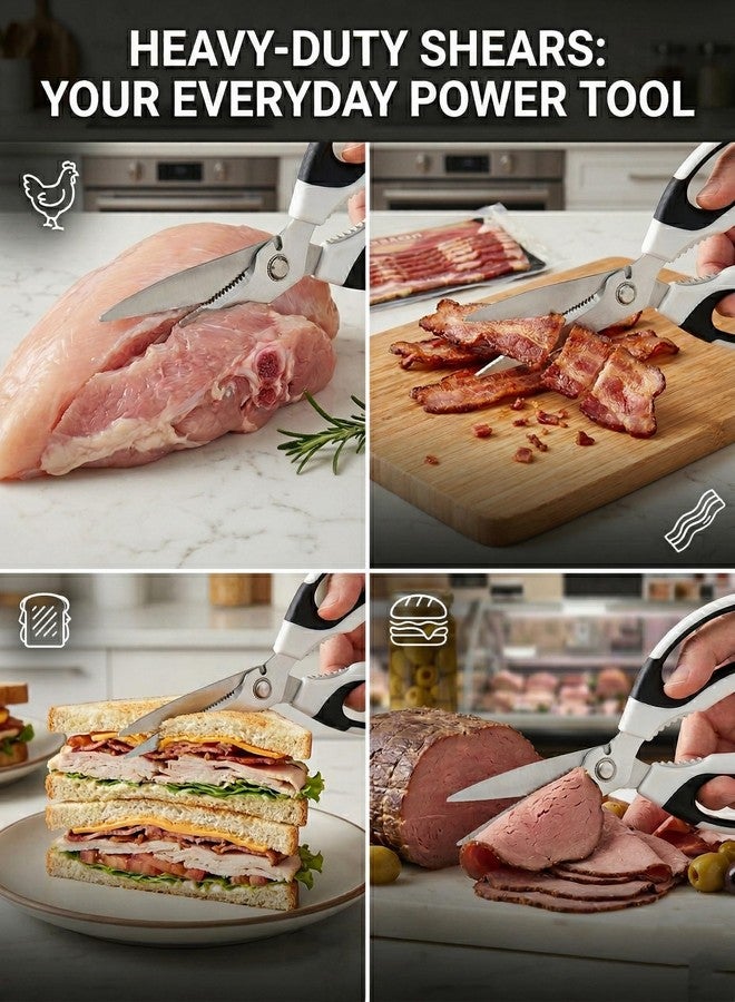 TooWoom All-Purpose Kitchen Shears, Sharp Stainless Steel Kitchen Scissors with Protective Sheath, Cooking Scissors for Herbs, Bacon, Pizza, Vegetables & Food Packaging, Dishwasher Safe - Image 4