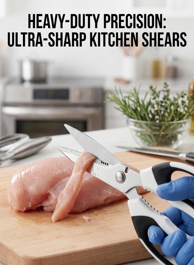TooWoom All-Purpose Kitchen Shears, Sharp Stainless Steel Kitchen Scissors with Protective Sheath, Cooking Scissors for Herbs, Bacon, Pizza, Vegetables & Food Packaging, Dishwasher Safe - Image 3
