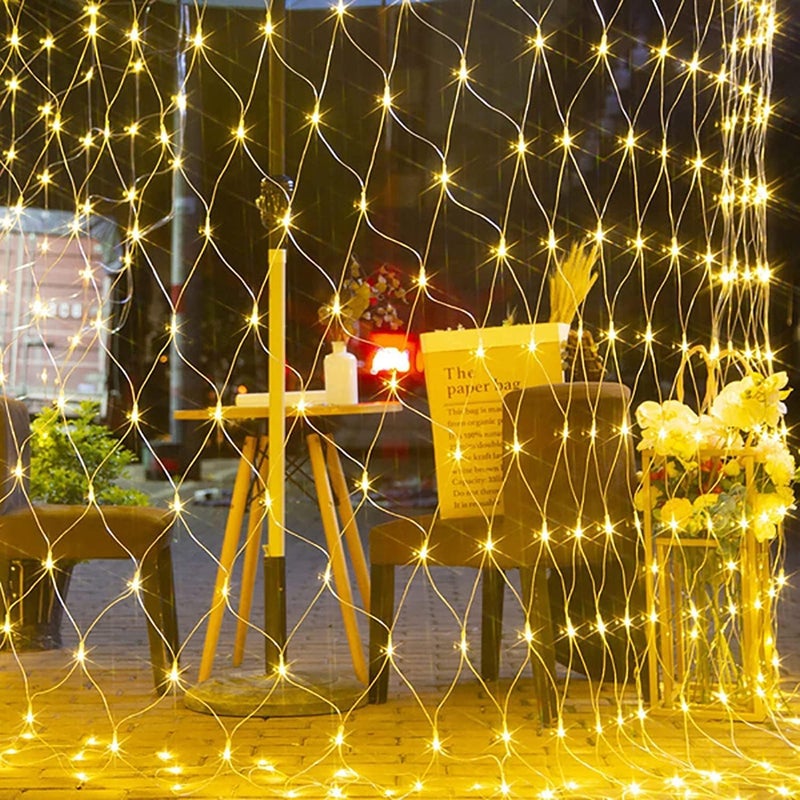 X4CART Net Mesh Warm White Fairy String Decorative Lights 180 LED 8 Mode Low Voltage 6ft x 6ft for Indoor Outdoor Decoration Light Plugin Pack of 1 Warm White