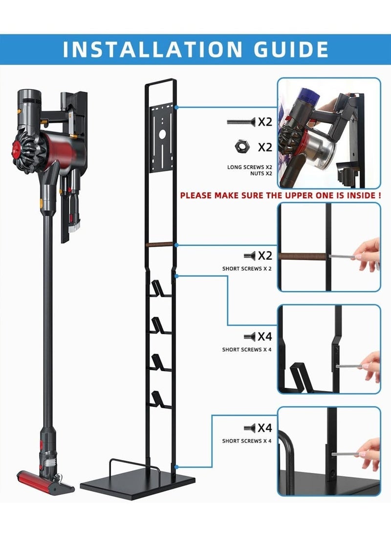 Metal Dyson vacuum cleaner stand, floor-standing with wheels, no drilling required, compatible with Dyson V6, V7, V8, V10, V11, V15, T20, T30, V12, and other models, black. - Image 4
