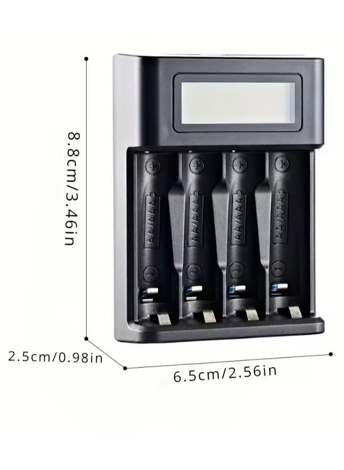 Mini USB AA AAA Battery Charger, 4 Bay, High-Speed Charging, Independent Slots, LCD Display, for Ni-MH Ni-CD Rechargeable Batteries - Image 2