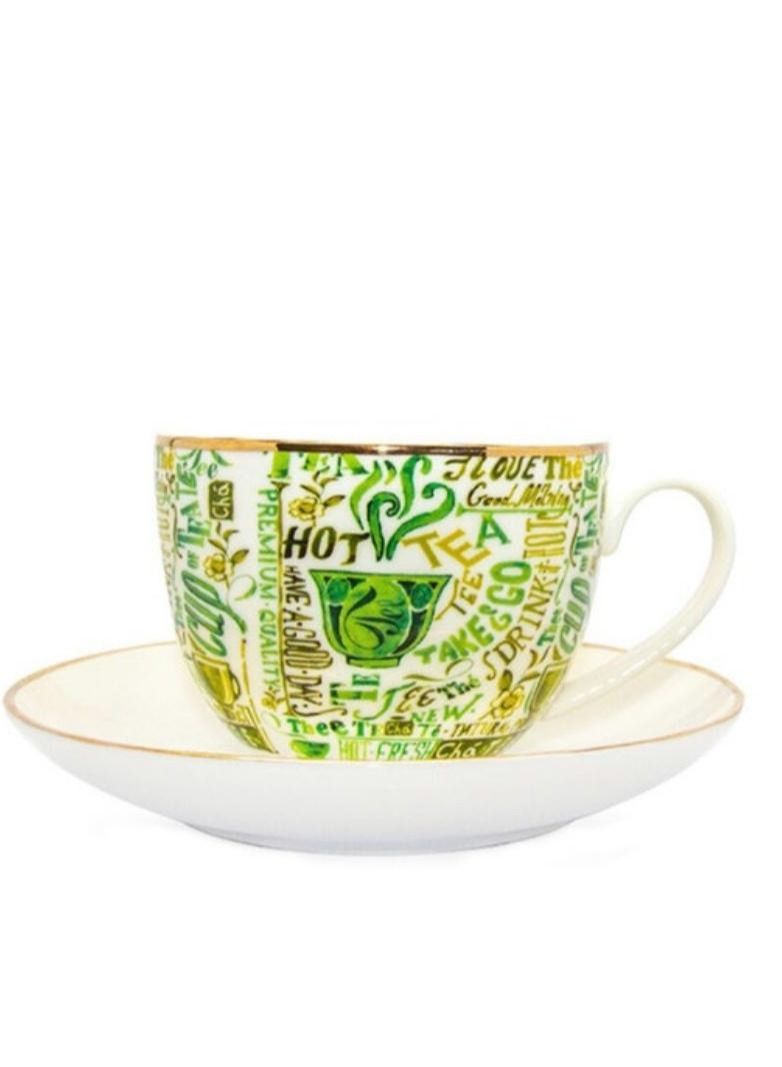 تيلاند كوب بورسلين خزفي من آفا الخزفي آمن للغسل في الميكروويف وغسالة الأطباق مع صحن قهوة مثالي للقهوة كابتشينو واسبريسو والشاي - Image 1