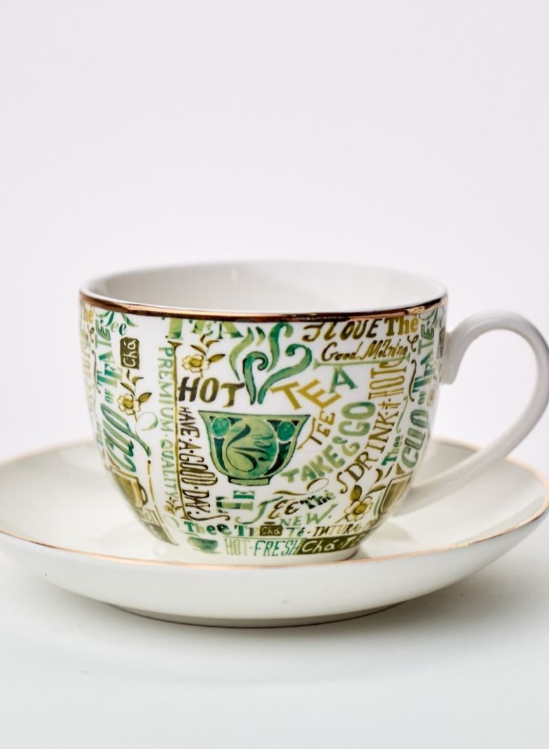 تيلاند كوب بورسلين خزفي من آفا الخزفي آمن للغسل في الميكروويف وغسالة الأطباق مع صحن قهوة مثالي للقهوة كابتشينو واسبريسو والشاي - Image 2