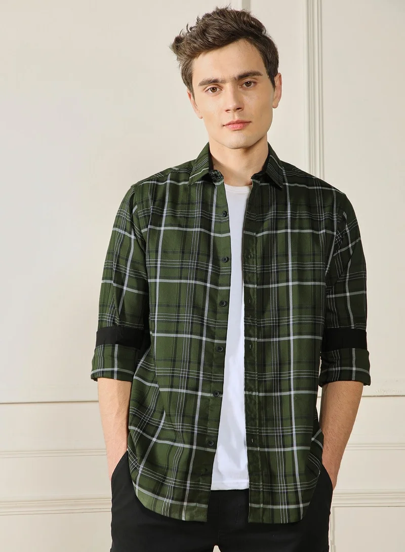 Olive Regular Shirt for Men - Comfortable, Trendy