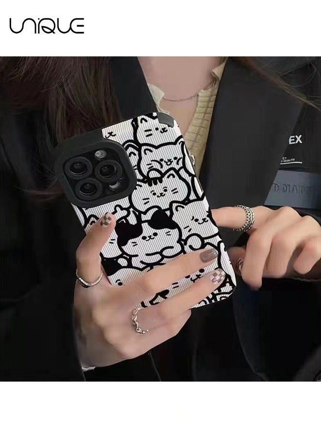 Unique Compatible with iPhone 16 Pro Max Phone Case, Black Line Cat Illustration Phone Case, Black & White Phone Case - Graffiti Phone Case - Stylish and Handsome Phone Case - TPU Drop Resistant - Image 2