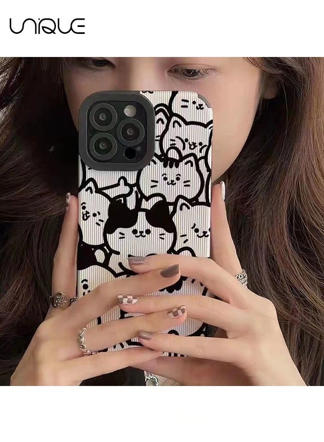 Unique Compatible with iPhone 16 Pro Max Phone Case, Black Line Cat Illustration Phone Case, Black & White Phone Case - Graffiti Phone Case - Stylish and Handsome Phone Case - TPU Drop Resistant - Image 5