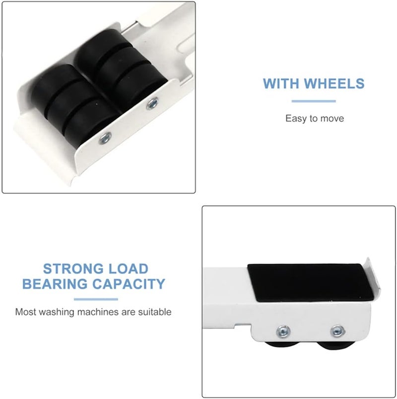 Sturdy, expandable, and portable refrigerator stand with wheels and adjustable brakes for easy moving and lifting of heavy appliances. Holds up to 300 kg for 40 mm appliances. Two-piece set, white, iron. - Image 2