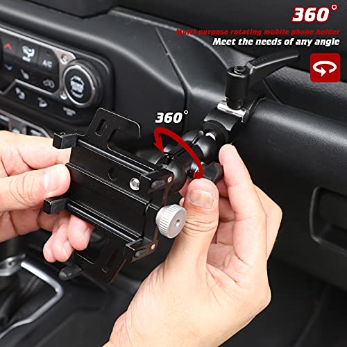 Hoolcar Universal Cell Phone Holder Car A-Pillar Adjustable Anti-Shake Stabilizer Phone Mount for 2007-2021 Jeep Wrangler JK JKU JL JLU JT, Ford 150, Black - Image 5