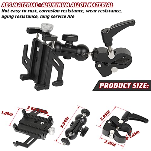 Hoolcar Universal Cell Phone Holder Car A-Pillar Adjustable Anti-Shake Stabilizer Phone Mount for 2007-2021 Jeep Wrangler JK JKU JL JLU JT, Ford 150, Black - Image 3