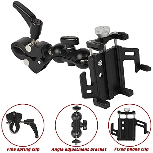 Hoolcar Universal Cell Phone Holder Car A-Pillar Adjustable Anti-Shake Stabilizer Phone Mount for 2007-2021 Jeep Wrangler JK JKU JL JLU JT, Ford 150, Black - Image 2