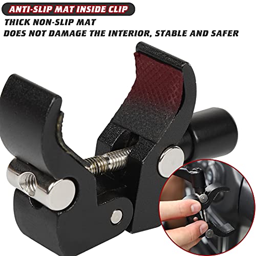 Hoolcar Universal Cell Phone Holder Car A-Pillar Adjustable Anti-Shake Stabilizer Phone Mount for 2007-2021 Jeep Wrangler JK JKU JL JLU JT, Ford 150, Black - Image 4