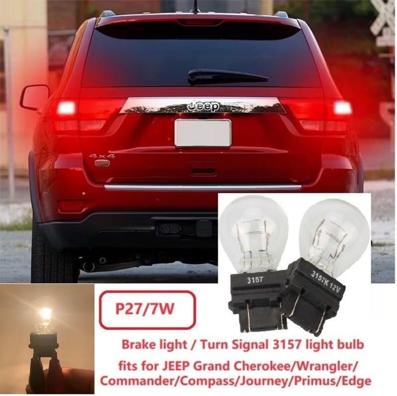 Piumeif 3157/3457 الخلفي/لمبة ضوء الفرامل/لمبات إشارة الانعطاف (12V 27/7W 2200K) مناسبة لجيب جراند شيروكي رانجلر كوماندر كومباس جورني بريموس إيدج - (عبوة من 2) - Image 4