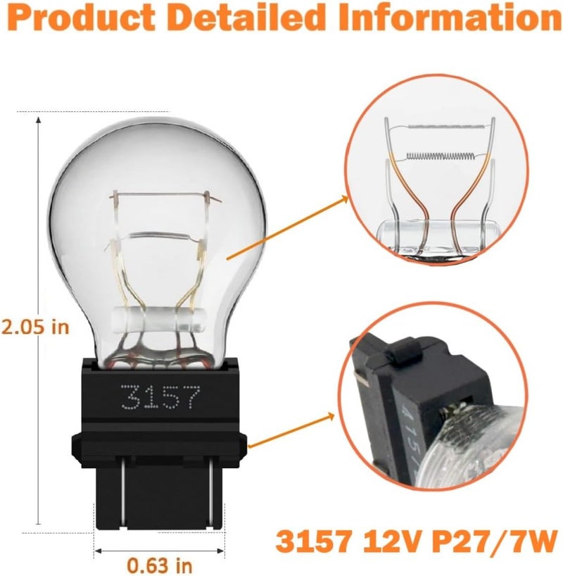 Piumeif 3157/3457 الخلفي/لمبة ضوء الفرامل/لمبات إشارة الانعطاف (12V 27/7W 2200K) مناسبة لجيب جراند شيروكي رانجلر كوماندر كومباس جورني بريموس إيدج - (عبوة من 2) - Image 2