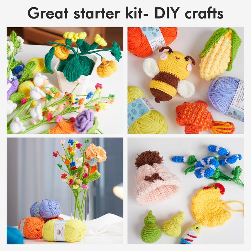 INSCRAFT Crochet Kit for Beginners Adults, 30 Acrylic Yarn Skeins 1650 Yards Yarn, 105 PCS Crochet Kit with Hooks Set,Includes Canvas Tote Bag, Ideal Starter Pack for Professionals - Image 5