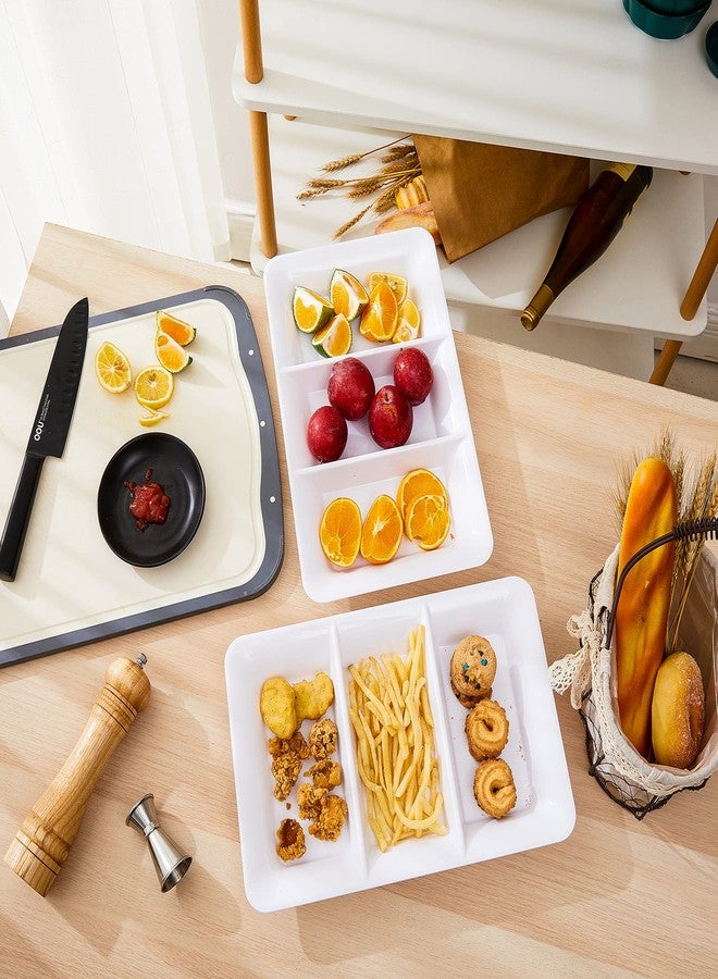 Lullaby 3 Sectional Plastic Serving Tray 14.2" x 9", 3 Pack White Serving Platters for Cheese Cracker Food, Durable and Reusable - Image 5