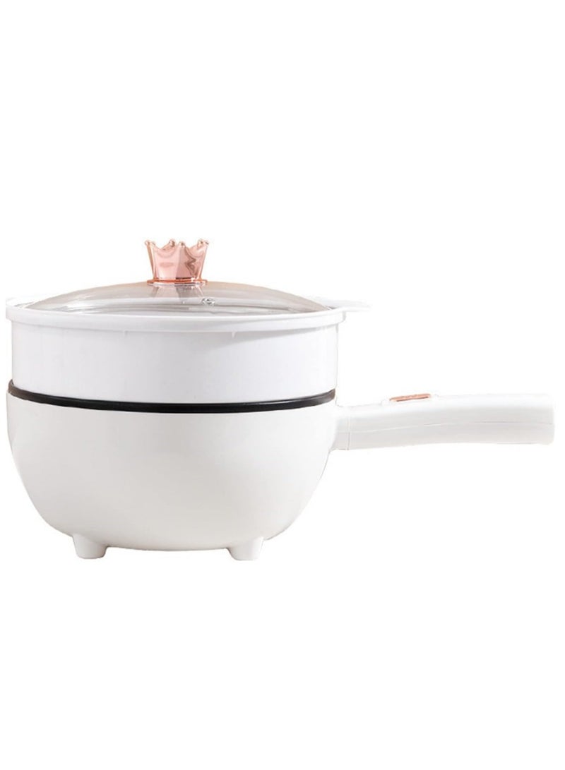 Electric Hot Pot with Steamer & Temperature Control Non-Stick Cooker Shabu Shabu Skillet Frying Pan Electric Saucepan for Noodles Egg Steak Saute Steam and Soup (3.5L White)  - Image 1