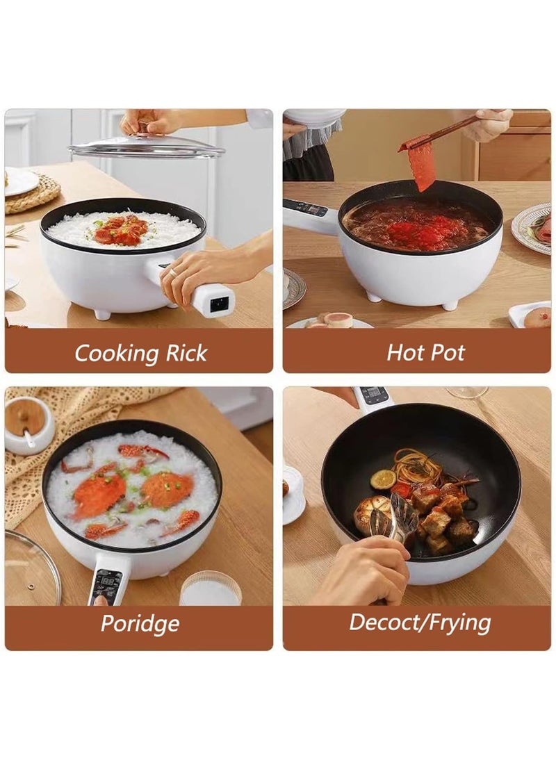 Electric Hot Pot with Steamer & Temperature Control Non-Stick Cooker Shabu Shabu Skillet Frying Pan Electric Saucepan for Noodles Egg Steak Saute Steam and Soup (3.5L White)  - Image 5