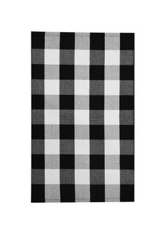 Generic 40*60cm Plain Plaid Floor Mat Home Porch Carpet Festive Atmosphere Decorative Carpet Washable Woven Outdoor Indoor Welcome Mat Suitable for Front Door/Farmhouse/Entrance/Home Entrance Outdoor Carpet (Black and white grid)  - Image 1
