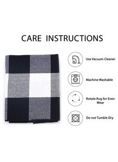 Generic 40*60cm Plain Plaid Floor Mat Home Porch Carpet Festive Atmosphere Decorative Carpet Washable Woven Outdoor Indoor Welcome Mat Suitable for Front Door/Farmhouse/Entrance/Home Entrance Outdoor Carpet (Black and white grid)  - Image 2