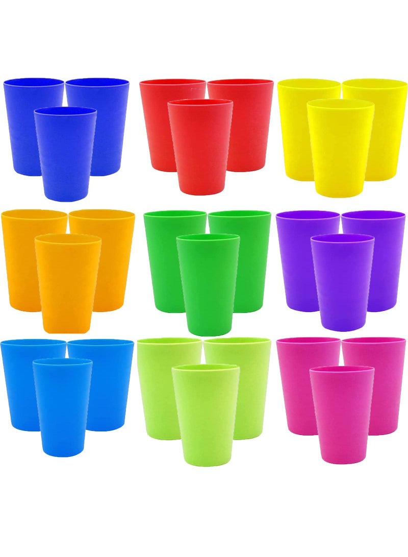 Sweet seven 27Pcs Reusable Plastic Cups Set - 260ml Small Drinking Tumblers for Children, Kitchen, Outdoor Parties, Picnics, BBQs, and Travel - 9 Vibrant Colors  - Image 1