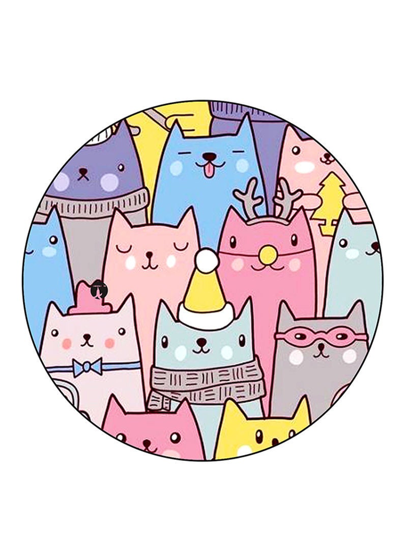 RKN Cats Printed Mouse Pad Round  Multicolour