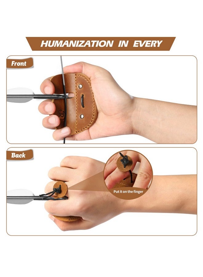 Ringsun Leather Archery Finger Tab Fingers Protector Protect Guard for Recurve Bows Handmade Bow Finger Guard Shooting Practice Gear RS02-7 Right Hand,Yellow Brown - Image 5