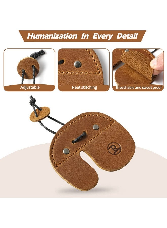 Ringsun Leather Archery Finger Tab Fingers Protector Protect Guard for Recurve Bows Handmade Bow Finger Guard Shooting Practice Gear RS02-7 Right Hand,Yellow Brown - Image 4