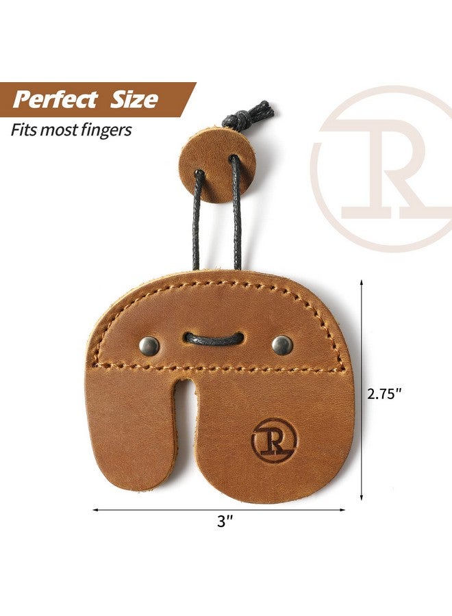 Ringsun Leather Archery Finger Tab Fingers Protector Protect Guard for Recurve Bows Handmade Bow Finger Guard Shooting Practice Gear RS02-7 Right Hand,Yellow Brown - Image 2