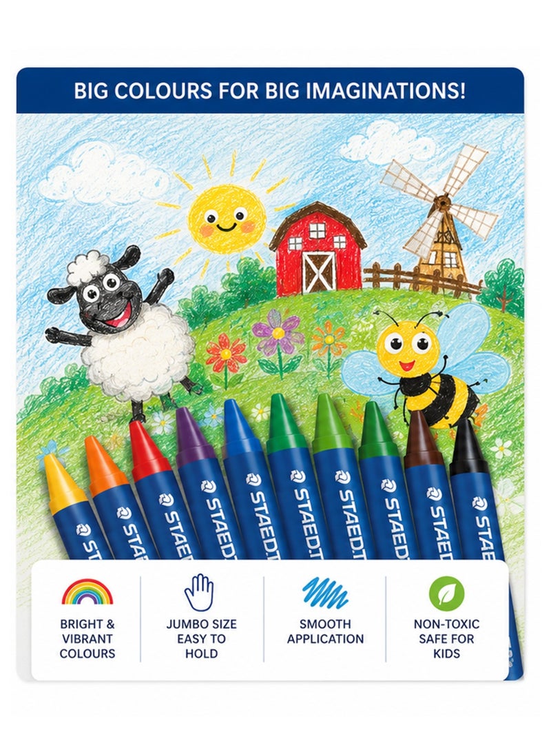 STAEDTLER 12-Piece Jumbo Noris Wax Crayons Multicolour - Image 2