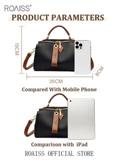 roaiss Women's New Fashion Bags Soft Leather Simple Classic Crossbody Bag Double Layer Compartment Zippers Closure Handbag Boston Bag  - Image 3