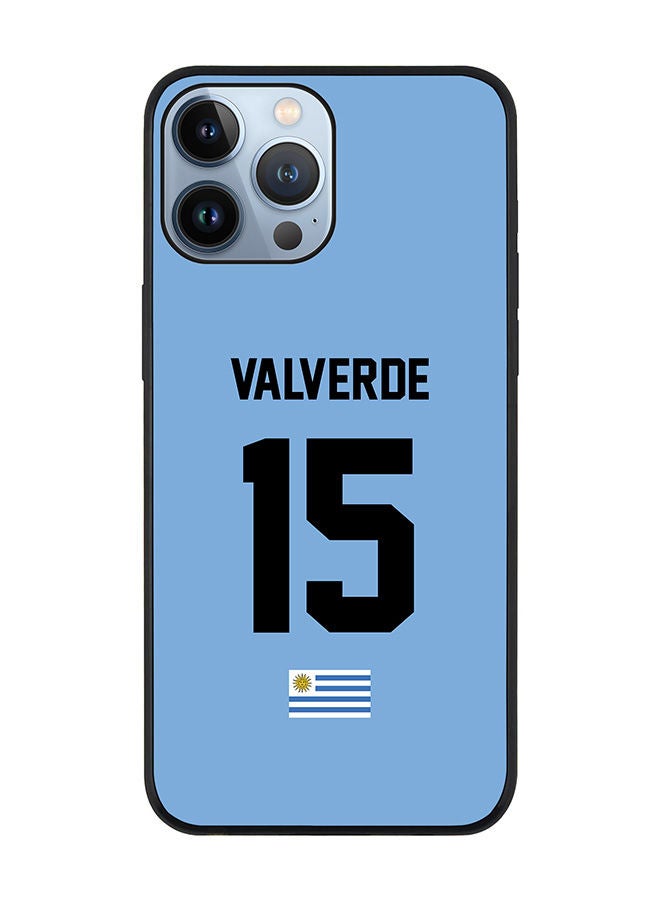 Stylizedd Rugged Black edge case for Apple iPhone 13 Pro Max Slim fit Soft Case Flexible Rubber Edges Anti Drop TPU Gel Thin Cover - Football Team - Uruguay Player Name - Valverde - Image 1