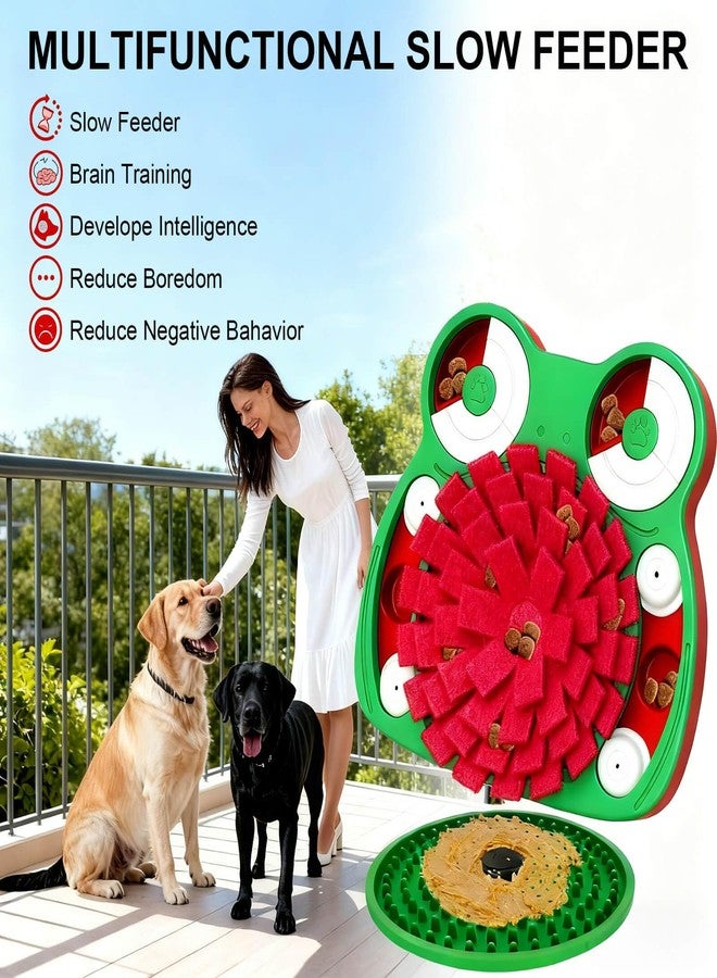 Lalolee Dog Puzzle Toys, 3-in-1 Dog Training Puzzles with Lick Mat and Slow Food, Stress Relief Interactive Dog Toy for Feeding Keeping Them Busy (Green) - Image 2
