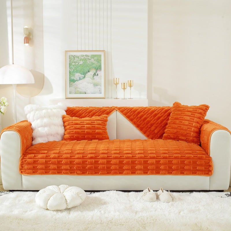 Rabbit Velvet Plush Sofa Cushion Winter Thickened Warm Cushion Non-Slip Leather Sofa Cover New 2024 Cover - Image 3